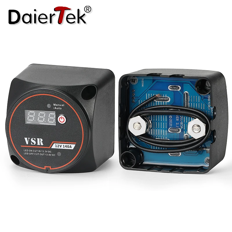 DaierTek Smart Dual Batterie Smart Isolator 12V 140A Digitale Spannung Empfindliche Relais VSR Split Ladung Für Camper Auto RV