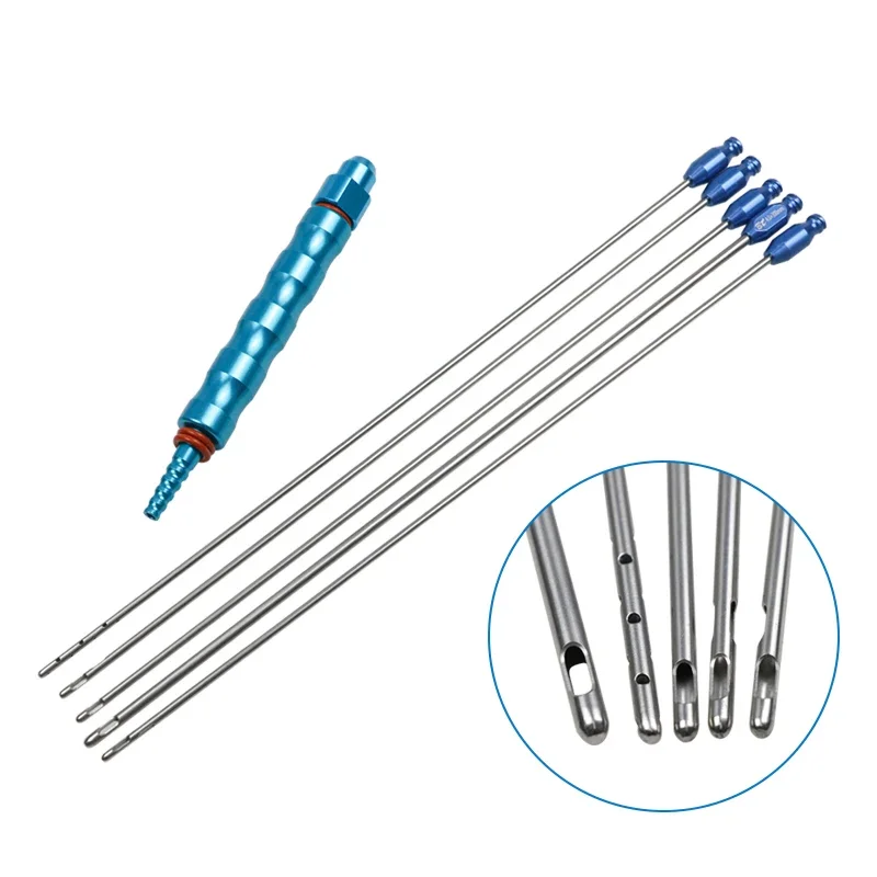 

Porous Injection Cannula Spiral Two Holes Cannula Liposuction Cannula Set with Titanium Alloy Handle Liposuction Tools