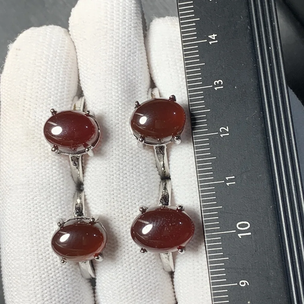 Natural Garnet Ring Oval Stone Female Handmade Rings Fine Jewelry for Women Gift Multicolor vintage style