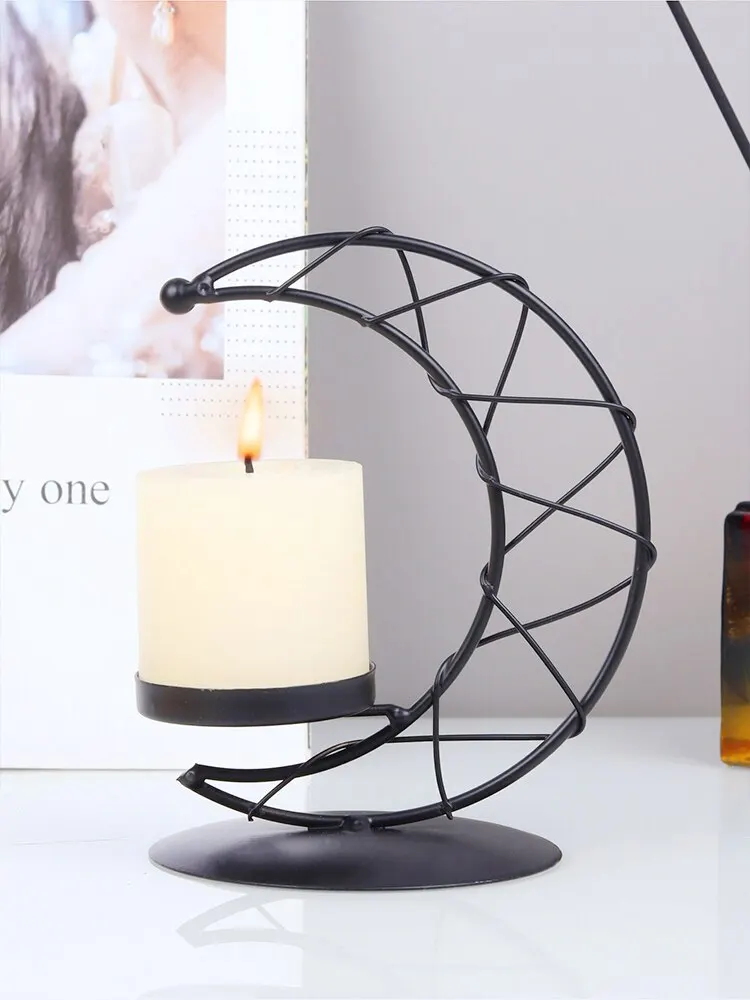 Candle Holders Modern Moon Metal Candlestick Romantic Wedding Candle Holders Decoration Candelabra Dining Table Decor Fashion Home Decor
