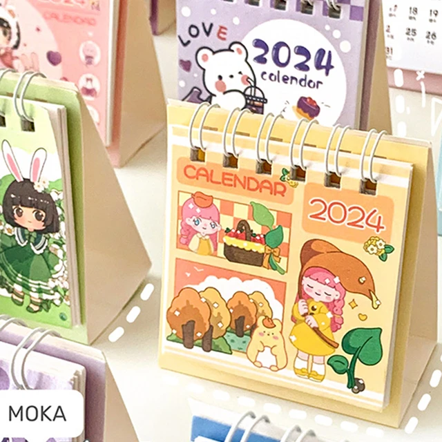 2024 Mini Small Desk Calendar Cute Cartoon Anime Girl New Year Calendar  Portable Creative Calendar Monthly Office Decoration - AliExpress