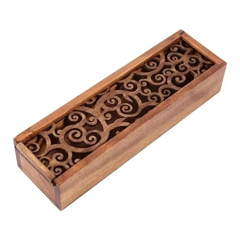 Retro Hollow Wooden Pencil Box Portable Storage Box Student Cute Multifunctional Stationery Desk Accessories School Supplies