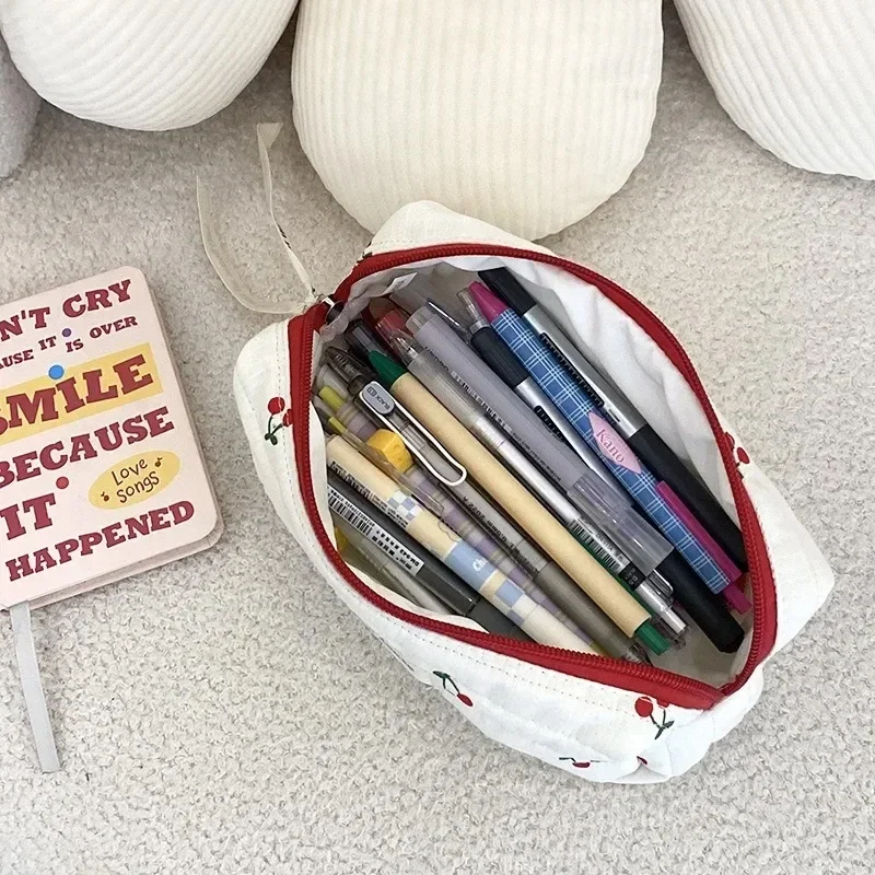 Cherry pattern Cosmetic Bags for Women Travel Small Square Make Up Storge Handbag Cute Quilted Cotton pencil Cases cosmetic bag cosmetic storage bag makeup bag cosmetic case