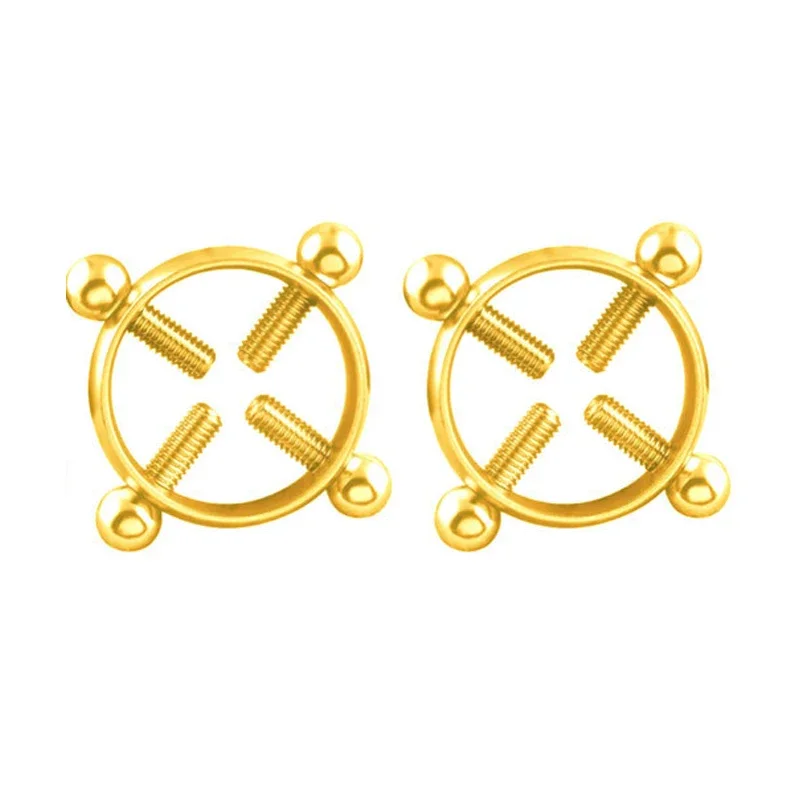 Nipple Clips 1 Pair Adjustable Stainless Steel Round Shield Body Nipple Clamps Non Piercing Stimulate Adult Games
