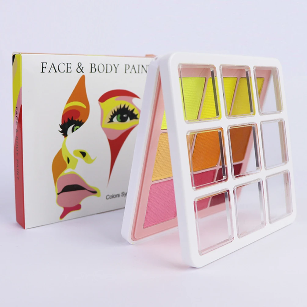 

Nine Pastel Colors Face and Body Paint Palette Private Label High Pigmentation Washable Safe Paints Eye Shadow Eyeliner
