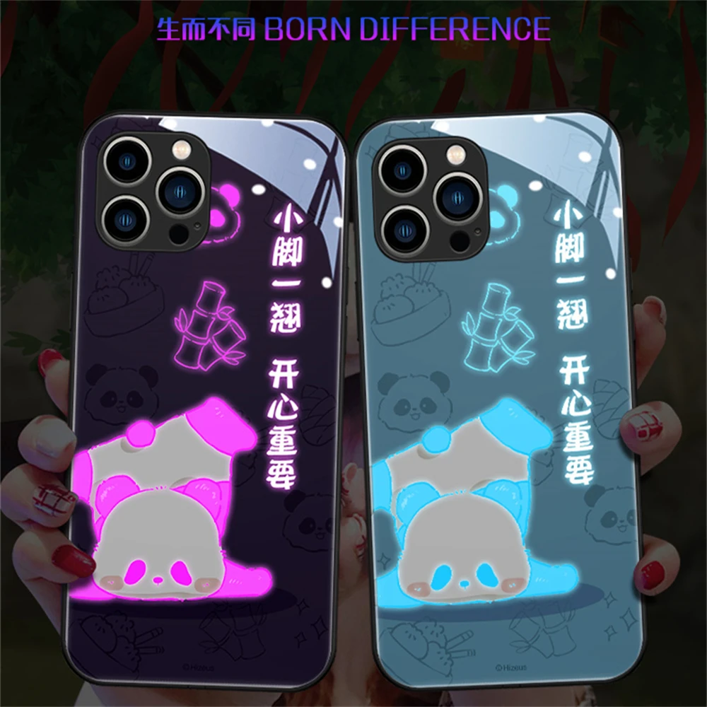 

Panda Design Sound Control LED Flash Cases For Samsung S23 S22 S21 S20 FE Note 10 20 Plus Ultra A54 Luminous Glass Cover