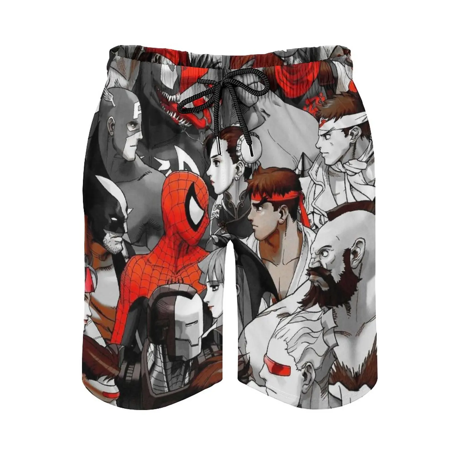 

Vs. ( Red ) Men's Sports Short Beach Shorts Surfing Swimming Boxer Trunks Bathing Fighting Black White Red Video Games Game