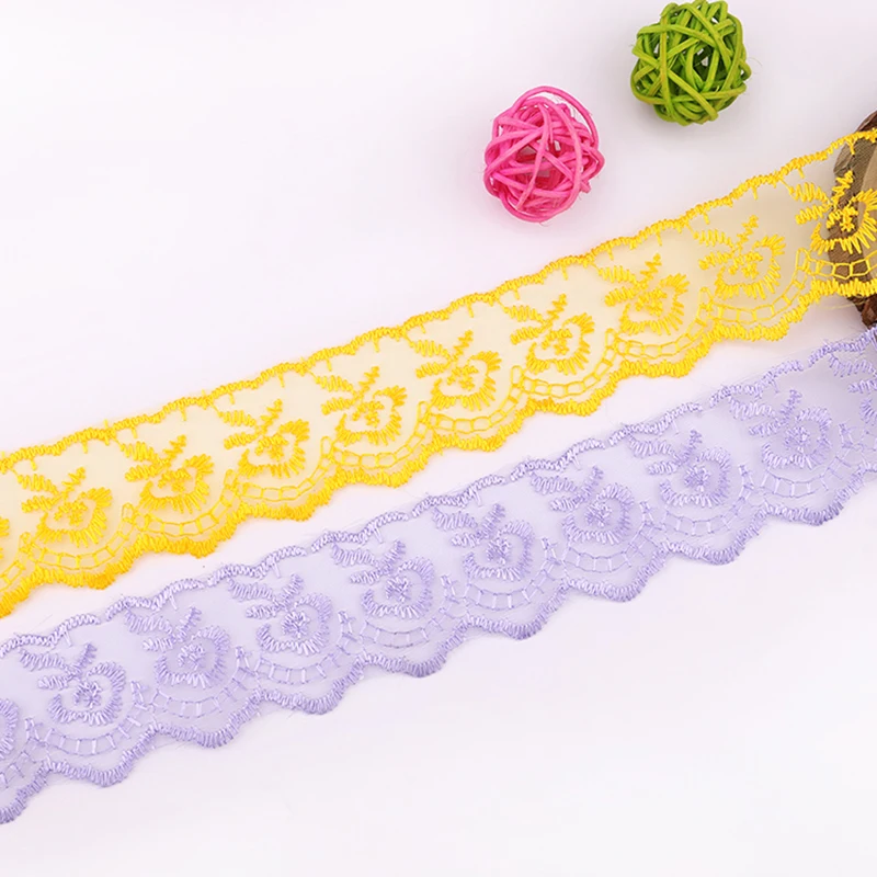 

1/2/4/6 Yards Colorful Tulle Lace Fabrics Polyester Hollow Mesh Embroidered DIY Apparel Sewing Supplies Lace Garment Accessories