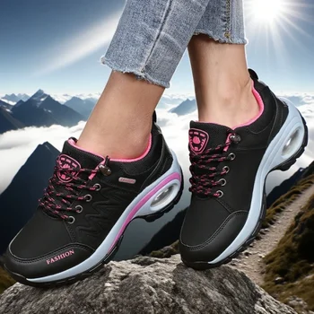 Women's Platform Shoes Waterproof Classic Color Outdoor Hiking Shoes Fashionable Anti Slip Casual Low Top Camping Women Sneakers 5