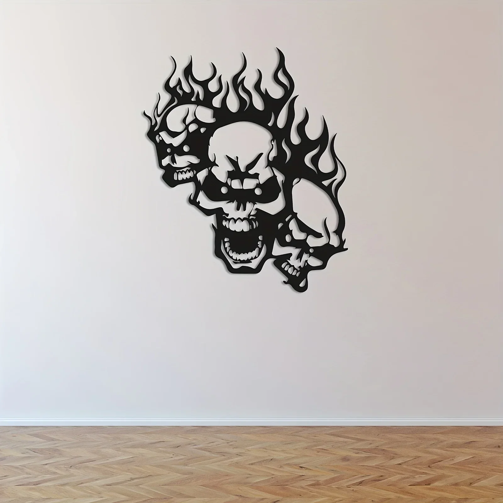

CIFBUY Deco Iron Crafts Home Decoration Add A Spooky Touch To Your Wall Decor with This Flame Skull Metal Wall Art Collection