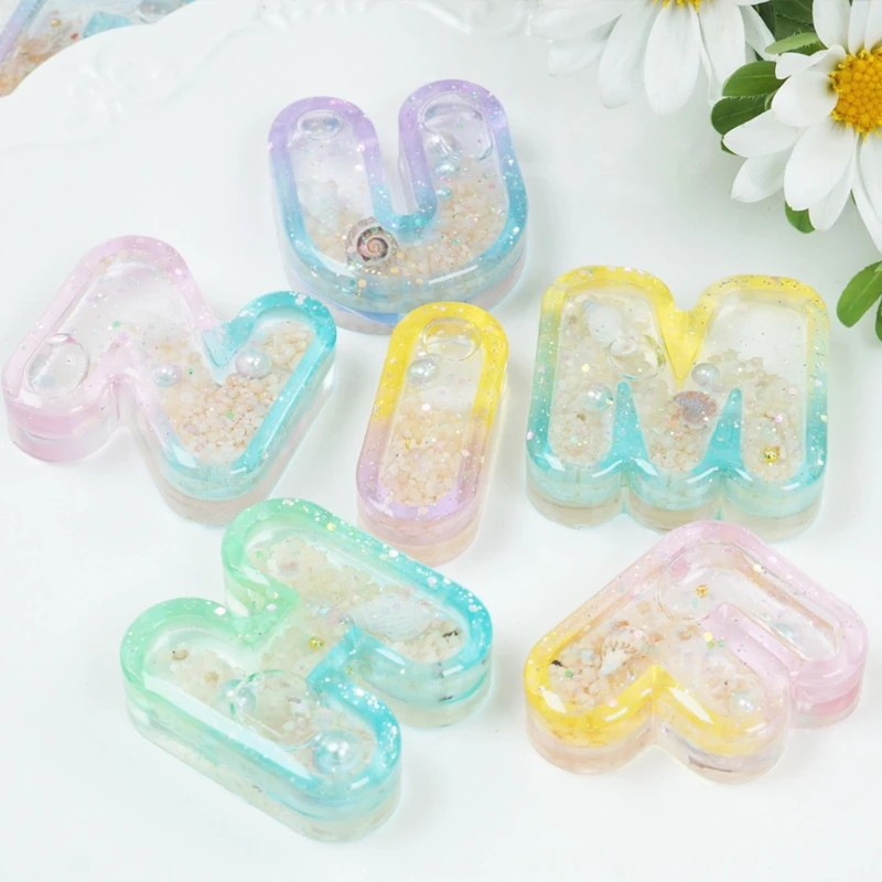 MXME Letter Keychain Mould Crystal Epoxy Resin Mould Craft Molds Silicone Material