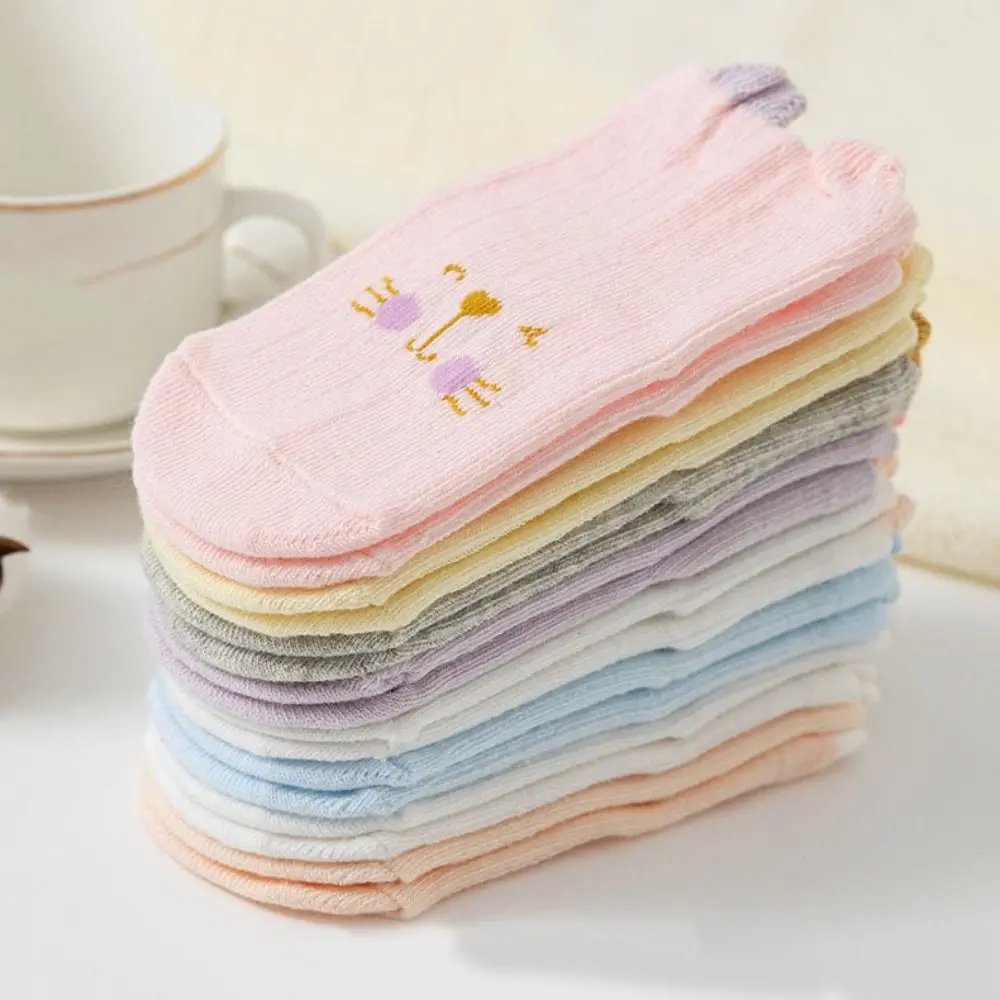 8Pairs Bear Ears Baby Cotton Socks Cat Rabbit Autumn Spring Toddle Short Tube Socks Breathable Cute Children Cartoon Socks