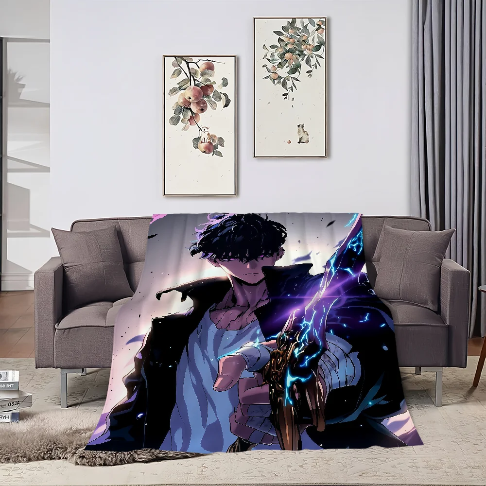 Leveling Hot-blood Solo Flannel warm anime soft Korean plush blanket for sofa living 2 room office Season bedroom travel gift 5