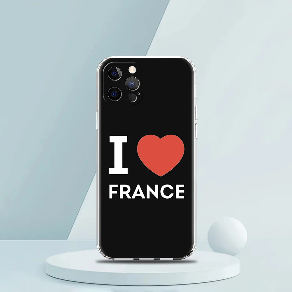 Clear Shockproof Silicone TPU Phone Case with France Flag Design