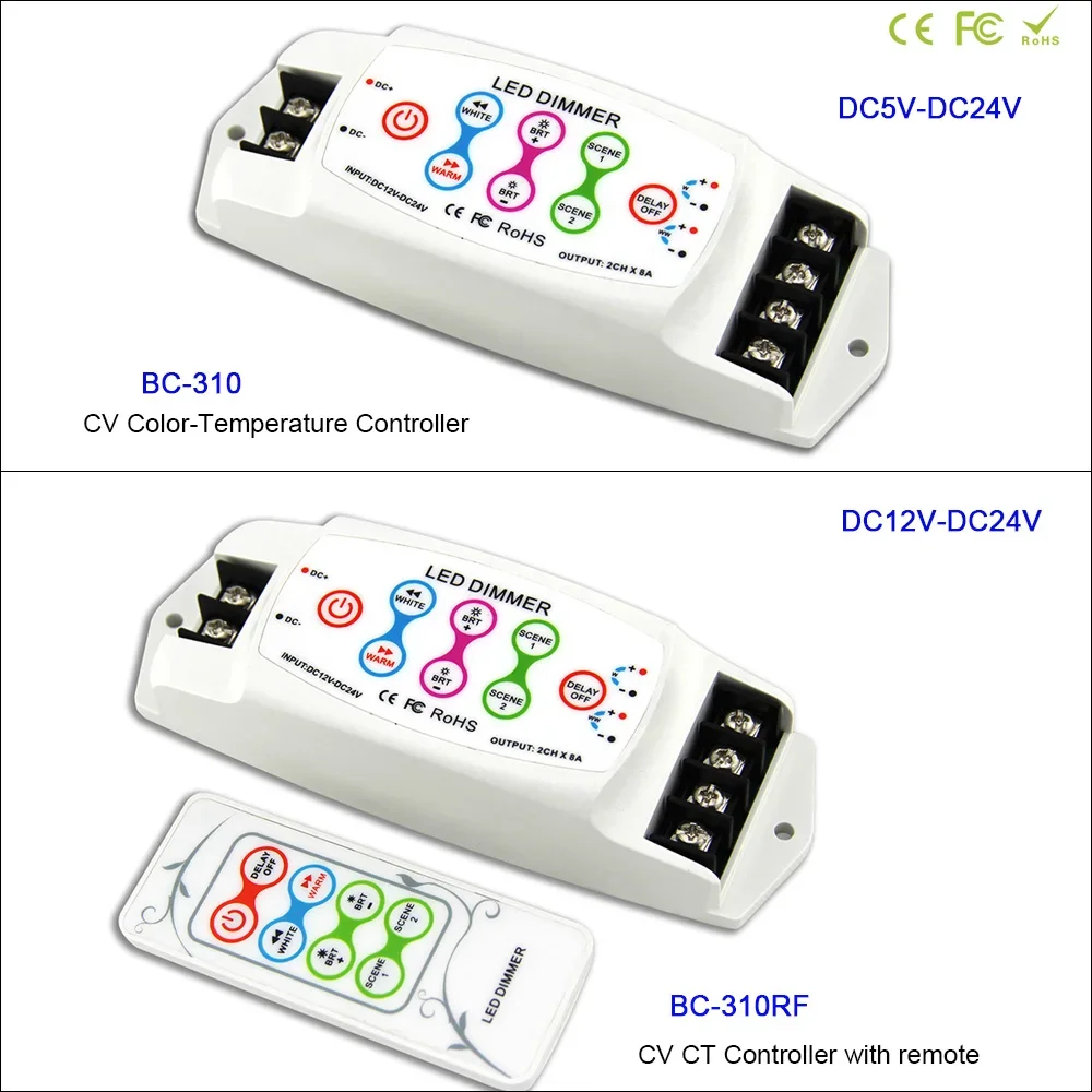 DC 5V 12V 24V Color temperature LED Strip Light Controller wireless remote Max 8A*2CH DIY Cold white/Warm white lamp tape dimmer temperature controller xr02cx xr04cx xr06cx cold storage temperature controller