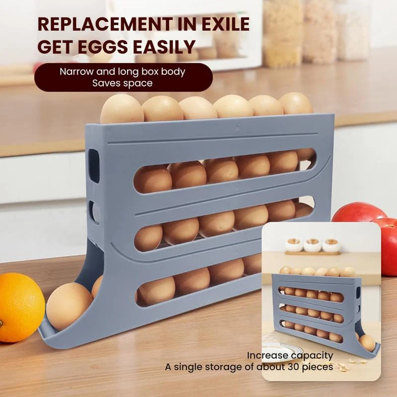 Egg Carton Slide Egg Storage Box Refrigerator Side Door Storage Box Food Grade Egg Rack Holder Automatic Roll
