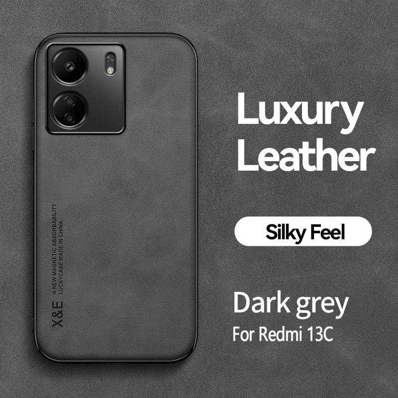 Leather Magnetic Car Holder Phone Case – Ultra-Slim Silicone Protective Cover for Xiaomi and Poco Phones