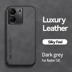 Leather Magnetic Car Holder Phone Case - Ultra - Slim Silicone Protective Cover for Xiaomi and Poco Phones (Dark grey)