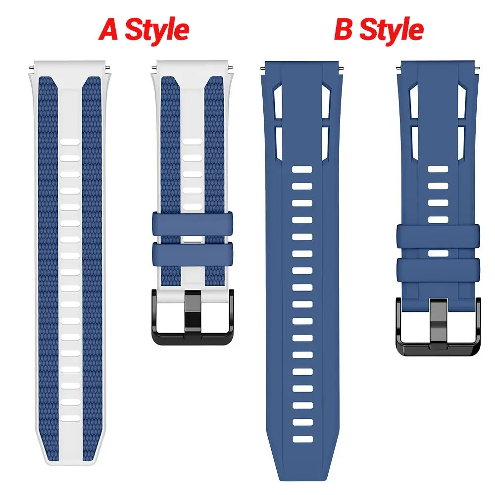 Dual-Color Breathable Silicone Watch Band - 22mm Soft Strap for Ultimate Comfort
