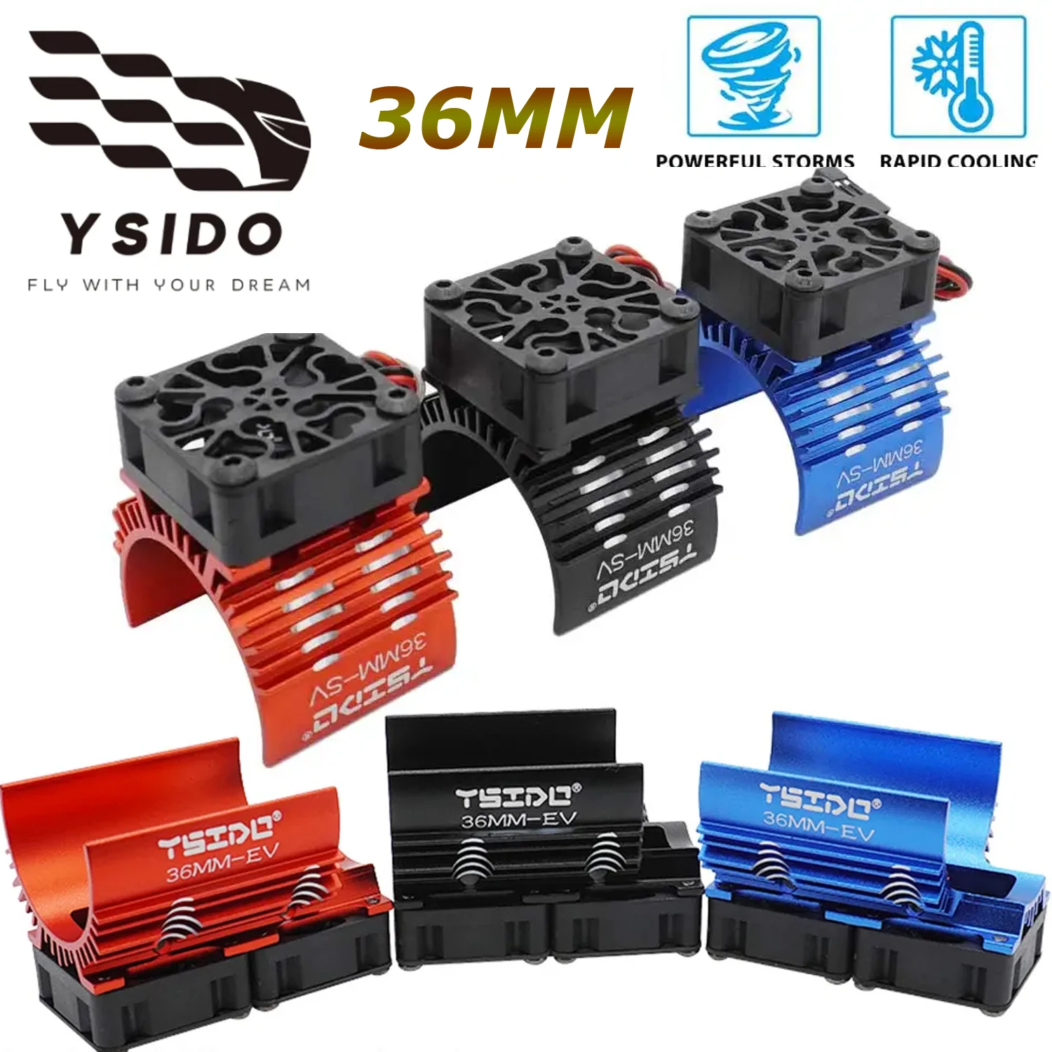 YSIDO 36MM-SV 36MM-EV RC Motor Kühlkörper Lüfter für HPI HSP Traxxas Axial Redcat 1/10 1/12 1/8 RC Auto