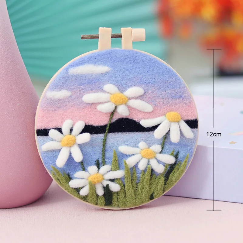 Needle Felting Painting Kit No Finish Flower Painting Kit Funny Wool Needle Felt Picture Handmade Wool Needle Painting for Kids Children Play DIY s needle felting kit wool felting kit needle felting painting kit