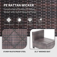 7-Piece PE Rattan Sectional Patio Set, Wicker Outdoor Sofa With Cushions & Glass Coffee Table, Conversation Furniture For Garden 5