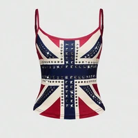 Camisole Sexy filles chaudes amérique imprimer Grunge haut court Vintage Punk mince haut court femme débardeur bébé t-shirt 2000s Y2k Emo Harajuku 1