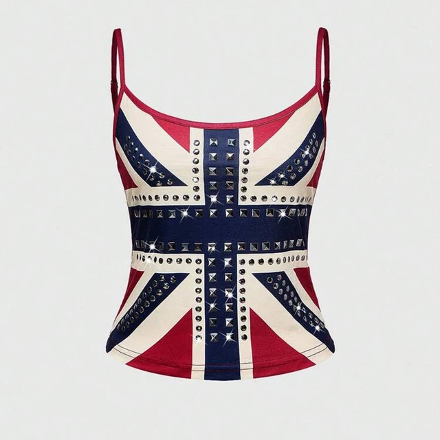 Camisole Sexy filles chaudes amérique imprimer Grunge haut court Vintage Punk mince haut court femme débardeur bébé t-shirt 2000s Y2k Emo Harajuku 1