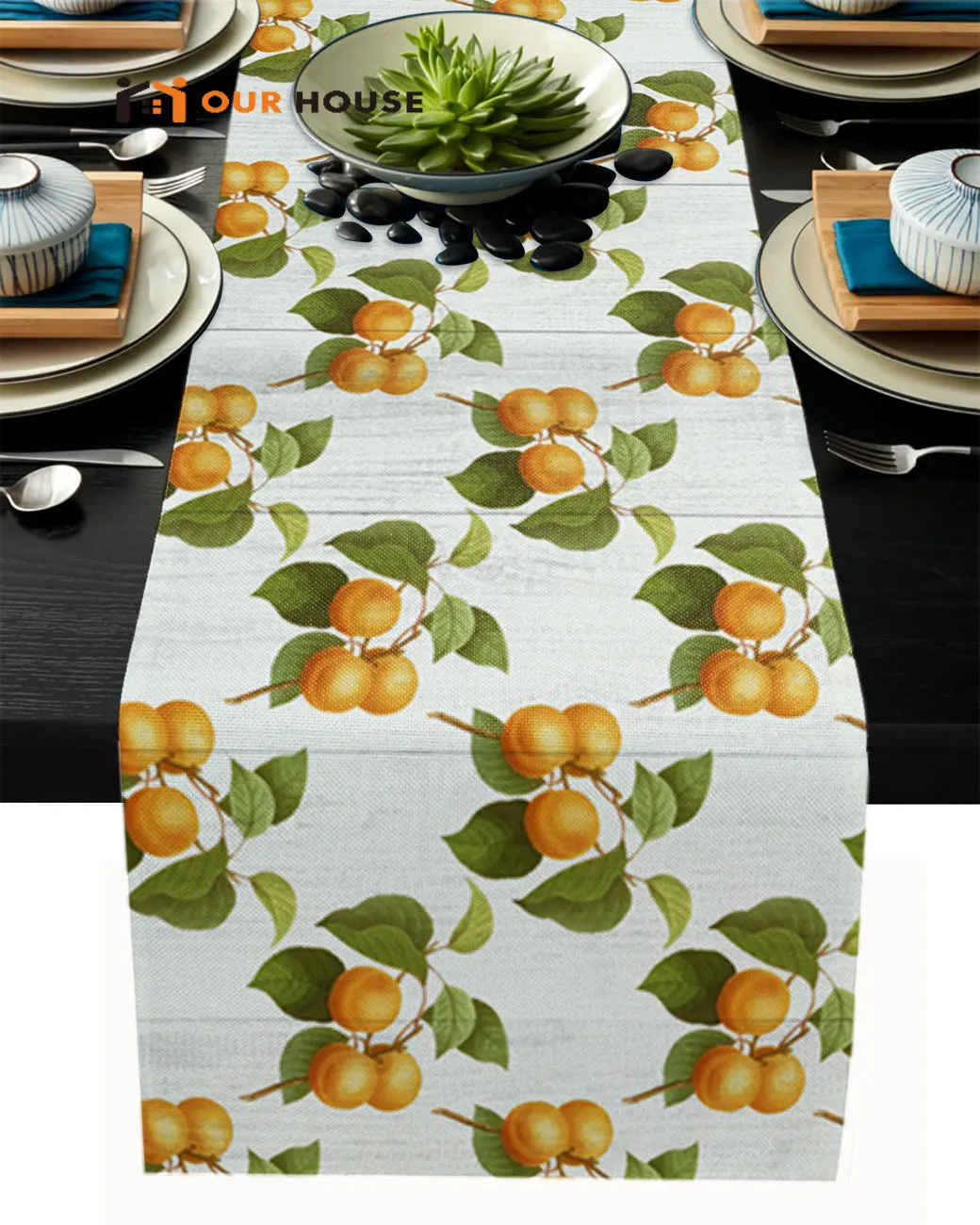 Kumquat Texture Fruit Festival Table Runners Wedding Party Decor Kitchen Placemat Home Coffee Decor Dining Tableware Pads