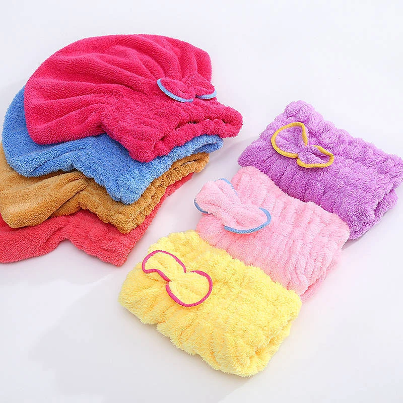 Microfibre Quick Hair Drying Bath Spa Bowknot Wrap Towel Hat Cap for Bath Bathroom Accessories Shower Cap for Women Hair microfiber towel shower cap dry hair cap
