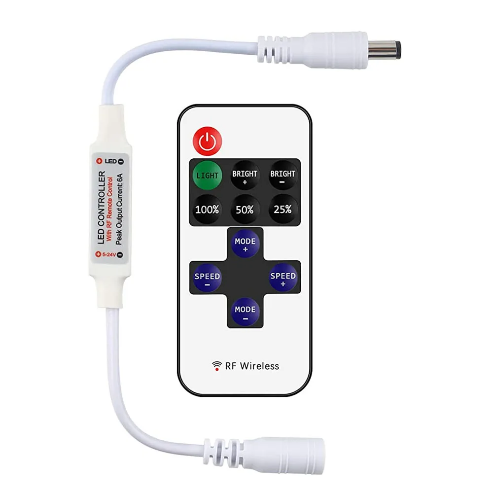 RF11 Key Wireless RF LED Dimmer Monochrome Light Strip 5-24V Copper Wire Light Controller LED Controller