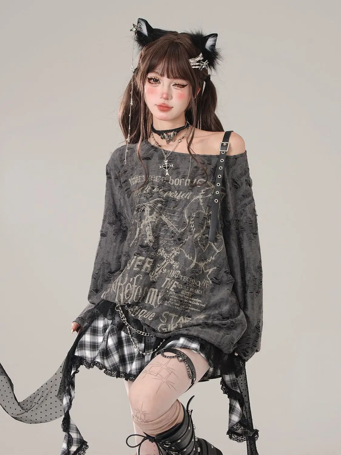 トップス 00s y2k archive Gothic Lolita punk shirt 00s y2k archive