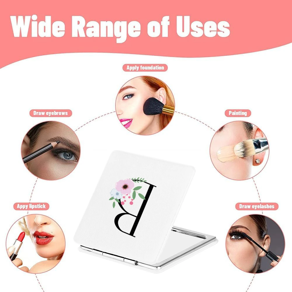 26개 이니셜 프린트, 접이식 화장 거울, 휴대용 양면 거울, 학생 기숙사용 소형 책상 선물, 도매