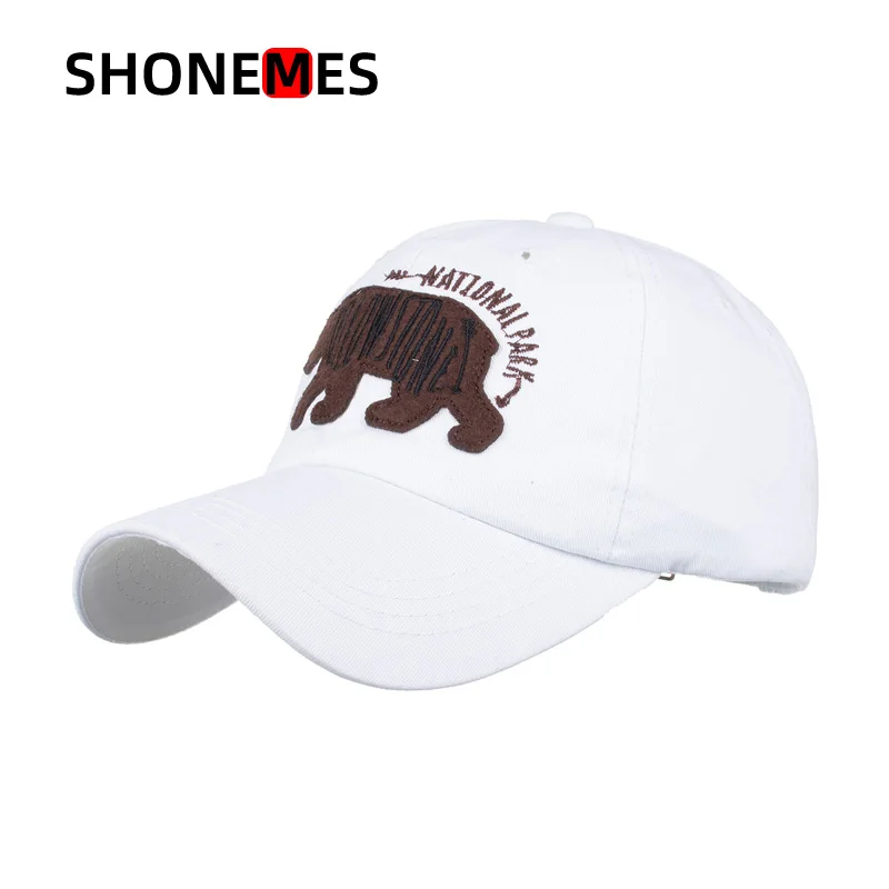 

ShoneMes Embroidery Bear Snapback Cap Outdoor Sports Basetball Caps National Park Strap Back Hat for Men Women
