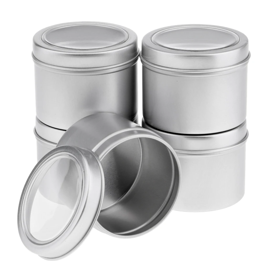 

5x 60ml Round Aluminum Empty Lip Candles Containers Jars Tin Lid