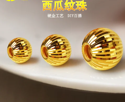 

new arrival 24k pure gold beads round charms loose beads 999 real gold jewelry parts gold spacers 4mm-10mm