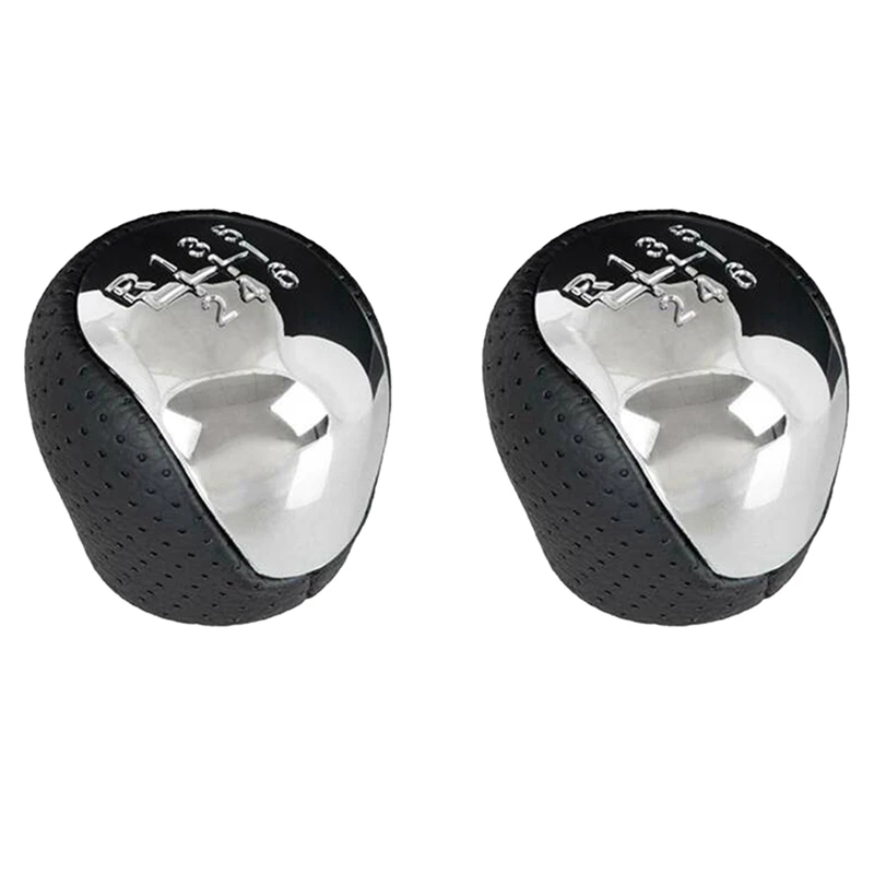 

2X SPORT Perforated Leather Gear Knob Chrome 6-Speed For Hyundai Elantra I30 IX35 Tucson