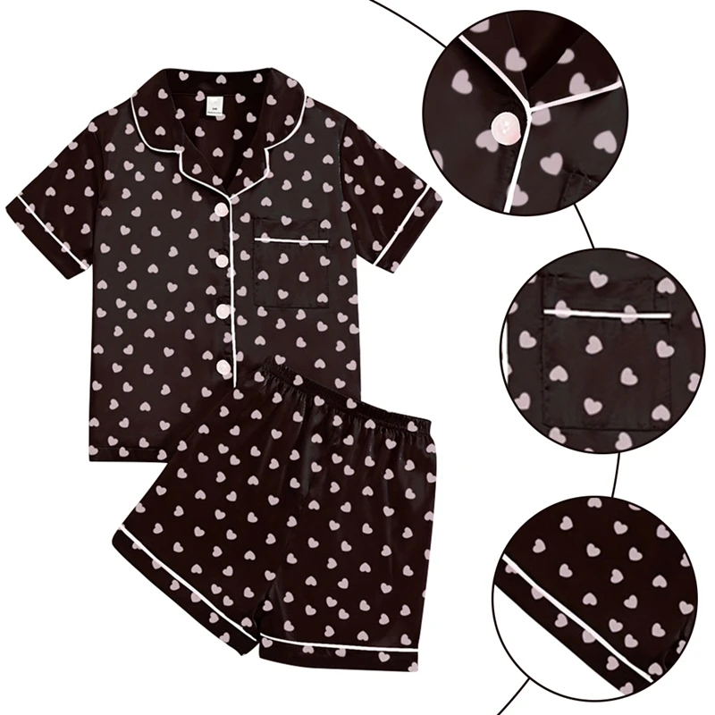 Girls' Simulated Silk Short Sleeved Home Clothes And Children's Pajamas