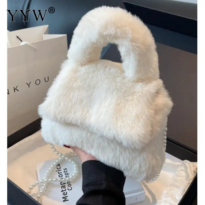 2023 Luxury Faux Fur Women'S Handbags For Women Furry Handbags Fluffy Purse Plush Top Handle Bag Fall Winter Fuzzy Crossbody Bag