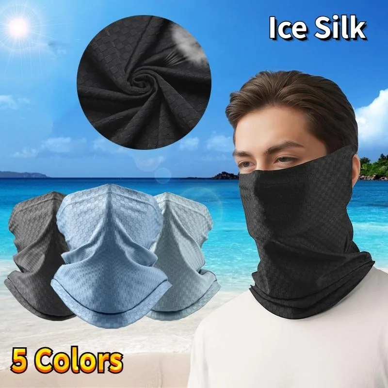 Summer Ice Silk Face Mask UV Protection Half Face Mask Outdoor Adult Balaclava Scarf Headwear Neck Gaiter ice silk sunscreen mask ice silk mask