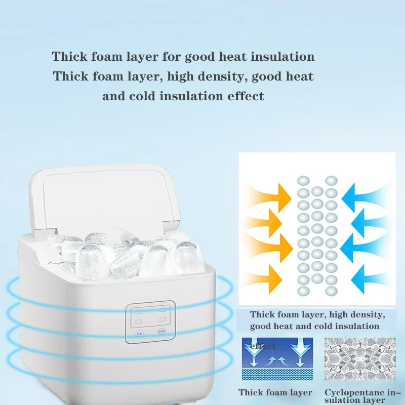 DBJ-10A Commercial Automatic Ice Maker Electric Bullet Round Block Ice Cube Making Machine 15kg/24H Bar Coffee Tea Milk Shop