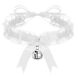 Lace Aesthetic Bow Knot Bell Choker - Women's Cute Gothic Collar Necklace (White)