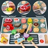 Children Simulated Barbecue Toy Set Kids Wooden Simulation Food Barbecue Cooking Toys Parent-Child Interaction Play House Toys 4