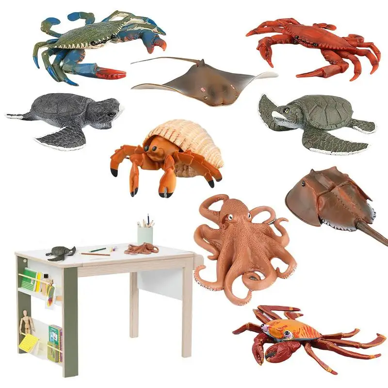 

Sea Animals Figures Assorted Mini Animal Toy Set Featuring Crabs Sea Turtles Hermit Crabs Octopus Ray Chinese Horseshoe Crab For