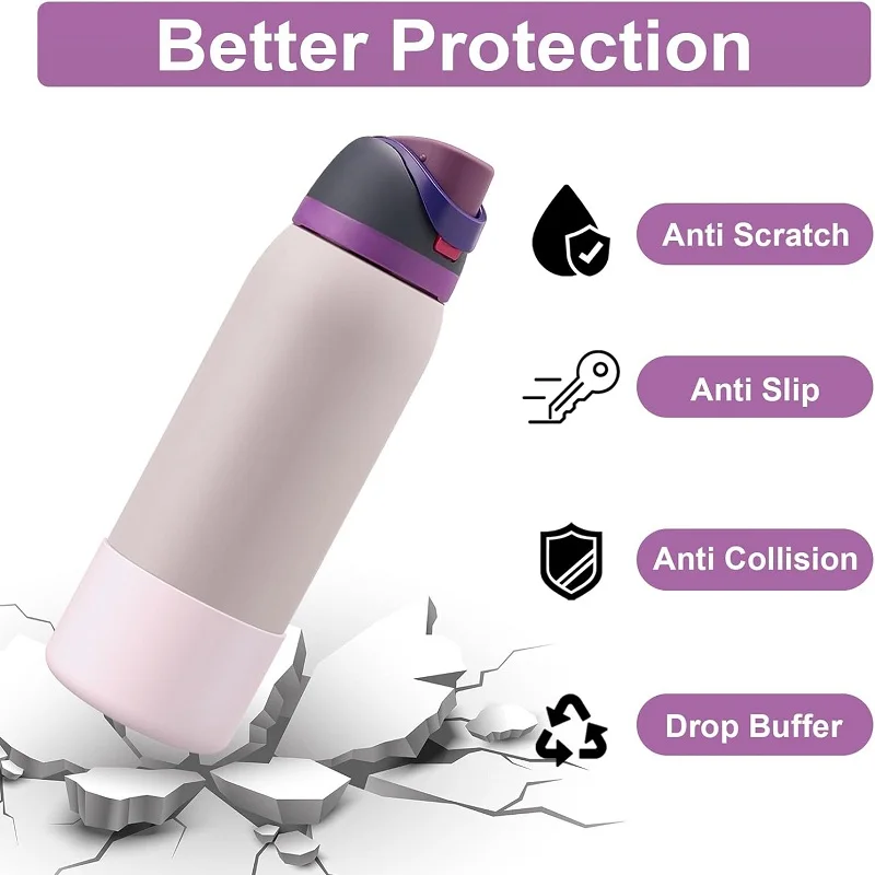 Silicone Water Bottle Boot for Owala 24oz 32oz 40oz, Anti-Slip Protective Sleeve Bottom Bumper Protector for FreeSip,Twist,Flip