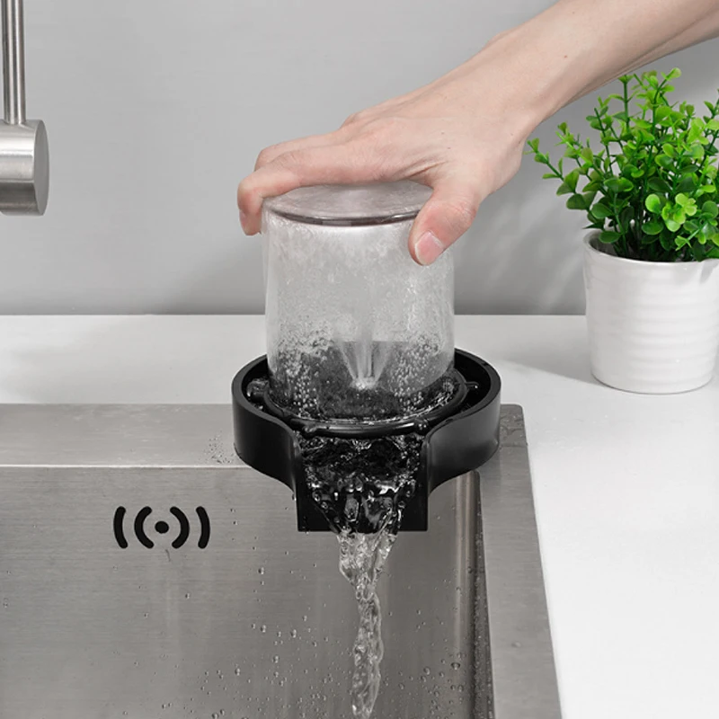 Glass Rinser For Kitchen Sink Bar Glass Rinser Coffee Pitcher Automatic Cup Washer Bottle Rinser Wash Cup Tool