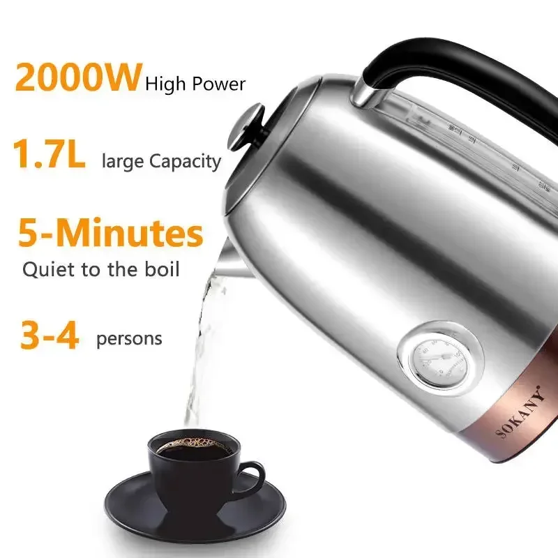 Electric kettle comfee cf-kt7020, stainless steel, 1,7 L kettles kitchen  home appliances teapots - AliExpress