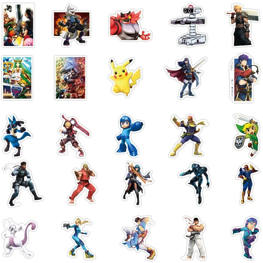 Anime stickers 50/100Pcs Game Smash Pokemon Mario Kirby Stickers