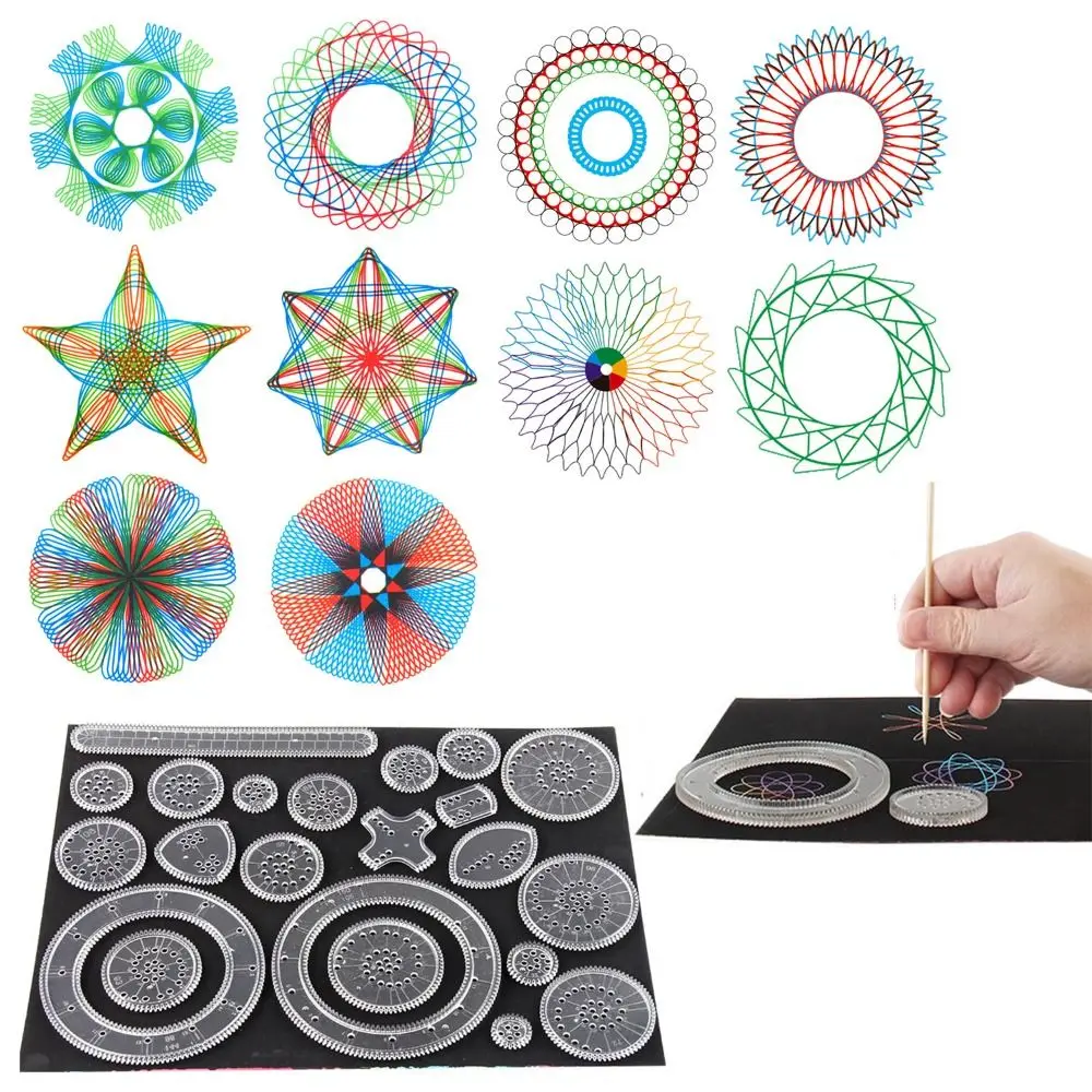 

5/12/22PCS Interlocking Gears Wheels Drawing Toys Set Plastic Spirograph Durable Geometric Ruler for Students School Office Kids