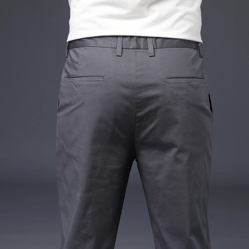 Mens Pants Cotton Casual  Stretch male trousers man long Straight High Quality 4 color Plus size pant suit  42 44 46 4